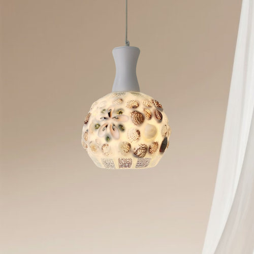 网红贝壳灯民宿餐厅吧台玄关创意装饰网红田园床头高级感小吊灯