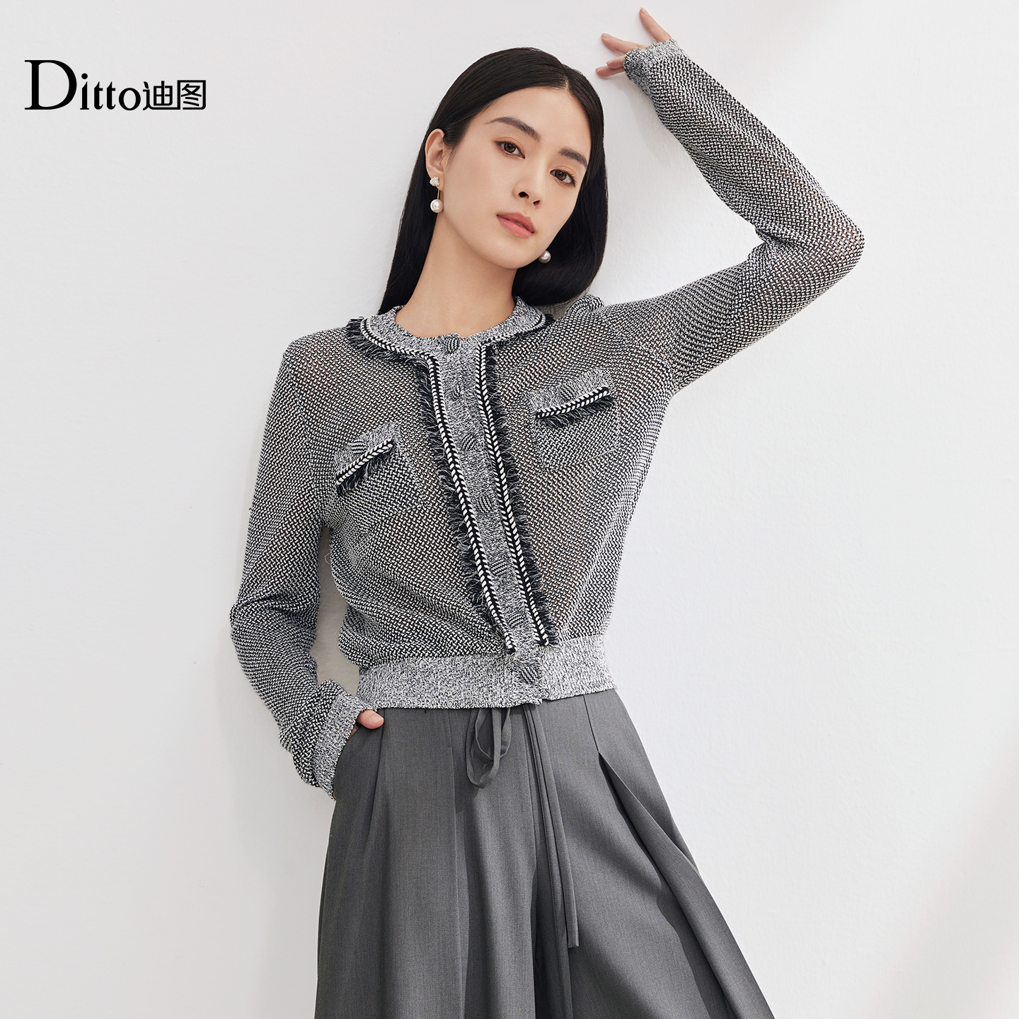 Ditto/迪图2025秋季针织开衫外套