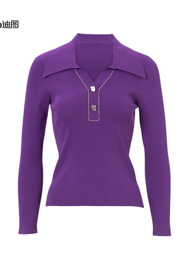 【商场同款】迪图2025春V领针织衫女长袖修身套头高级感针织上衣