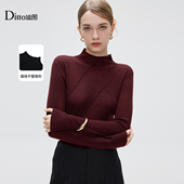 Ditto 显瘦针织上衣 女修身 迪图2025秋冬新款 简约气质半高领针织衫