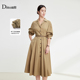 迪图2025春七分袖 商场同款 连衣裙女V领收腰显瘦气质A字裙