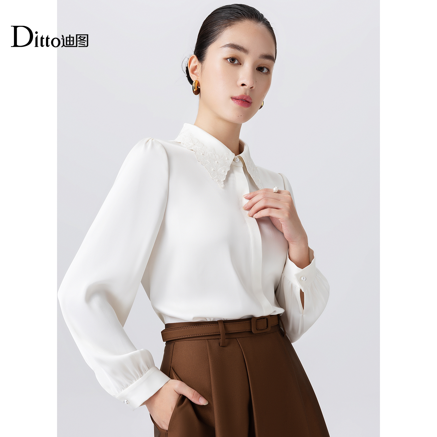 Ditto/迪图高级感气质长袖衬衫