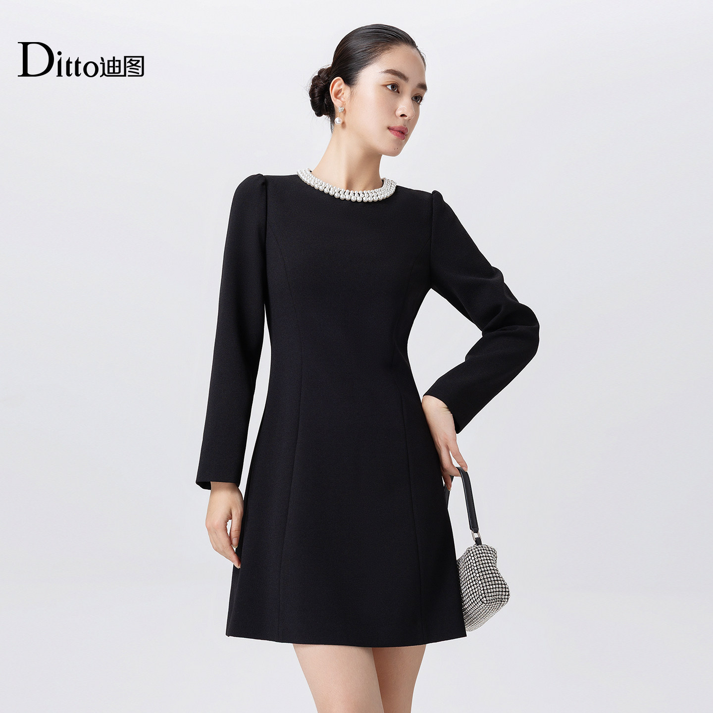 Ditto/迪图经典赫本风优雅连衣裙