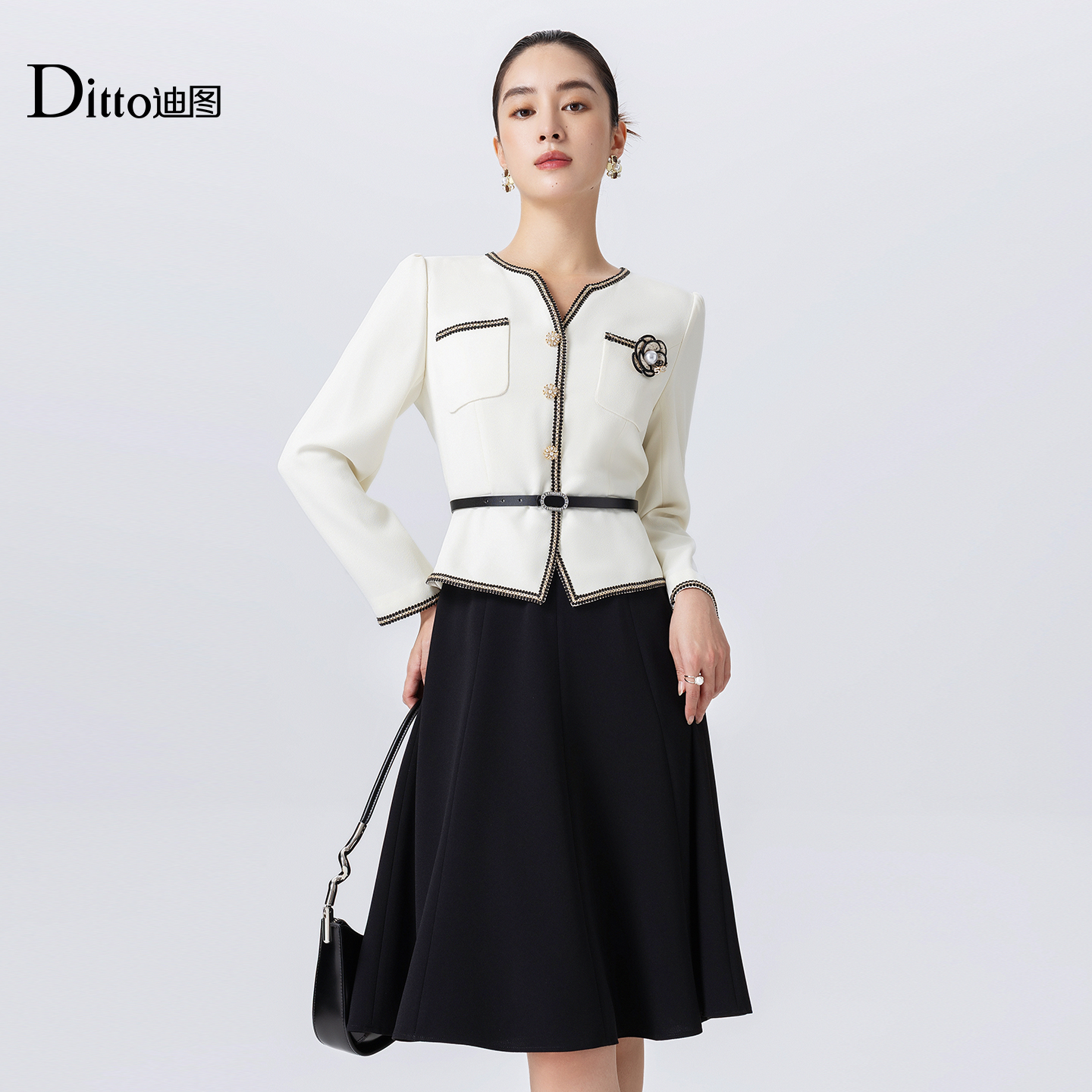 Ditto/迪图法式复古小香风连衣裙