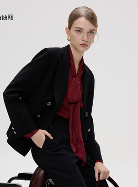 Ditto/迪图2025秋冬新款轻奢西装外套女优雅高级感修身显瘦西服