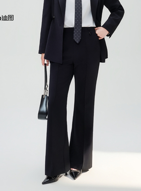 2026春季新款直身微喇长裤通勤时尚简约气质修身显瘦黑色休闲裤