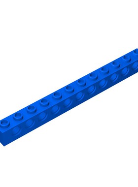 国产3895小颗粒积木科技零配散件 389523蓝色 1x12带11孔砖凸点梁