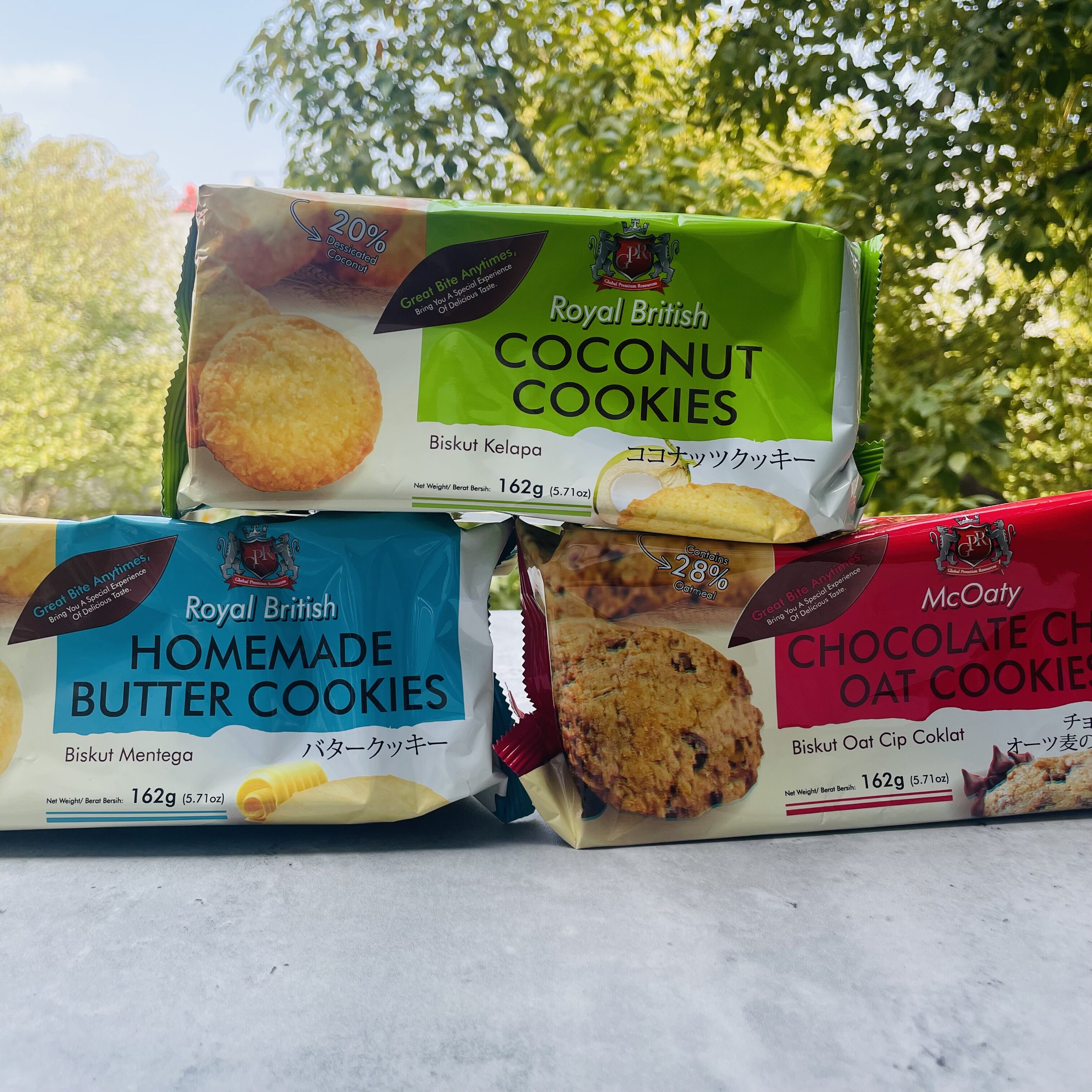 gpr燕麦曲奇红糖巧克力味/椰丝/曲奇饼干162g马来西亚进口