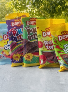 西班牙进口Damel爱果乐糖彩虹糖豆/心形草莓味/可乐酸条糖