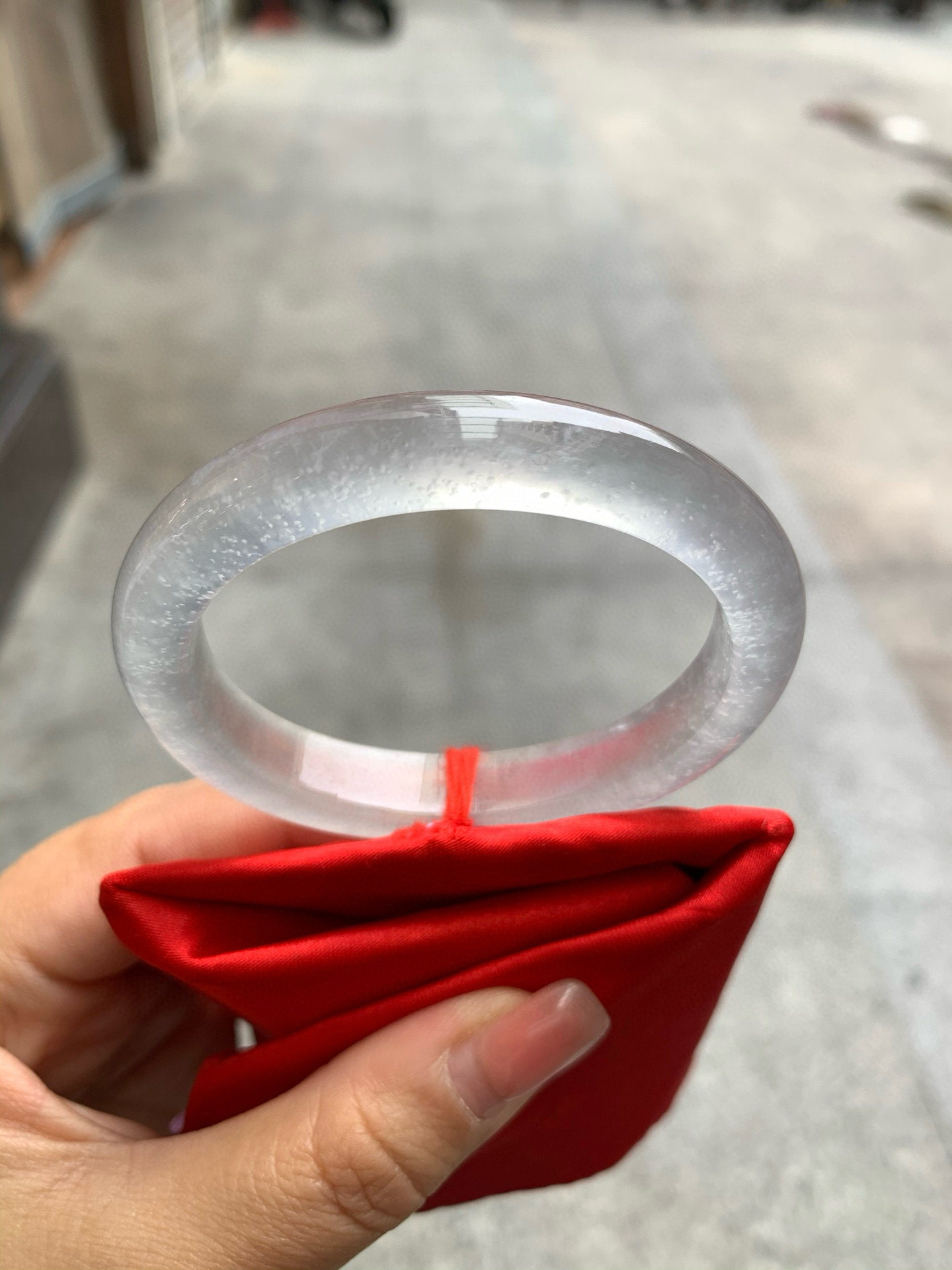 【小陈翡翠】缅甸天然翡翠A货高冰雪花棉52贵妃翡翠手镯