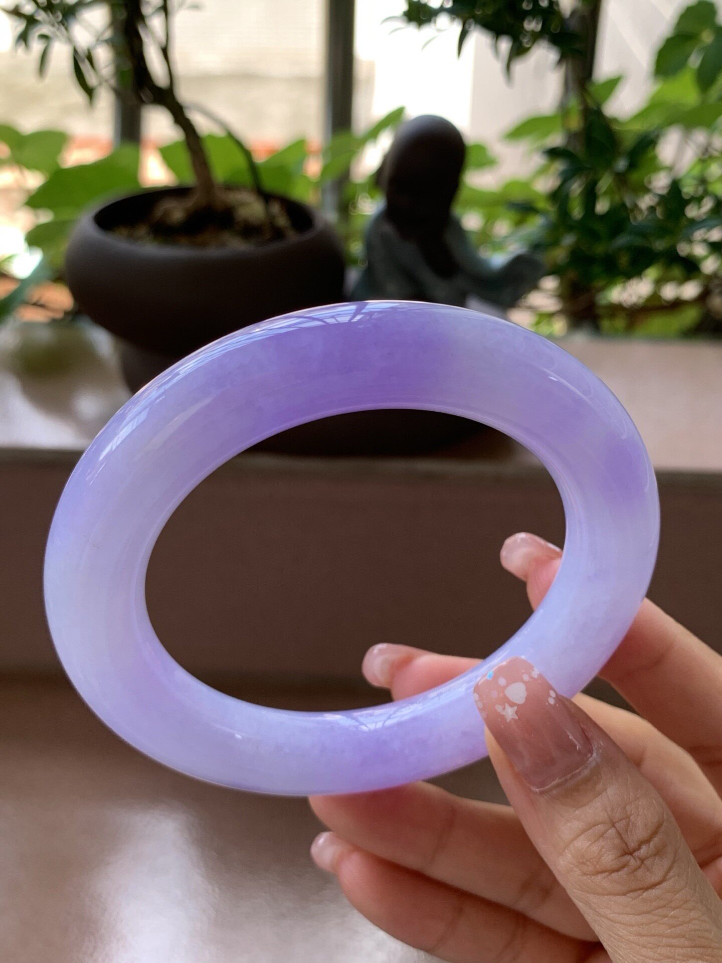 【小陈翡翠】缅甸天然翡翠A货满紫紫罗兰60大圈口圆条翡翠手镯