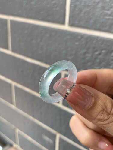 【小陈翡翠】缅甸天然翡翠A货冰种飘绿花翡翠戒指