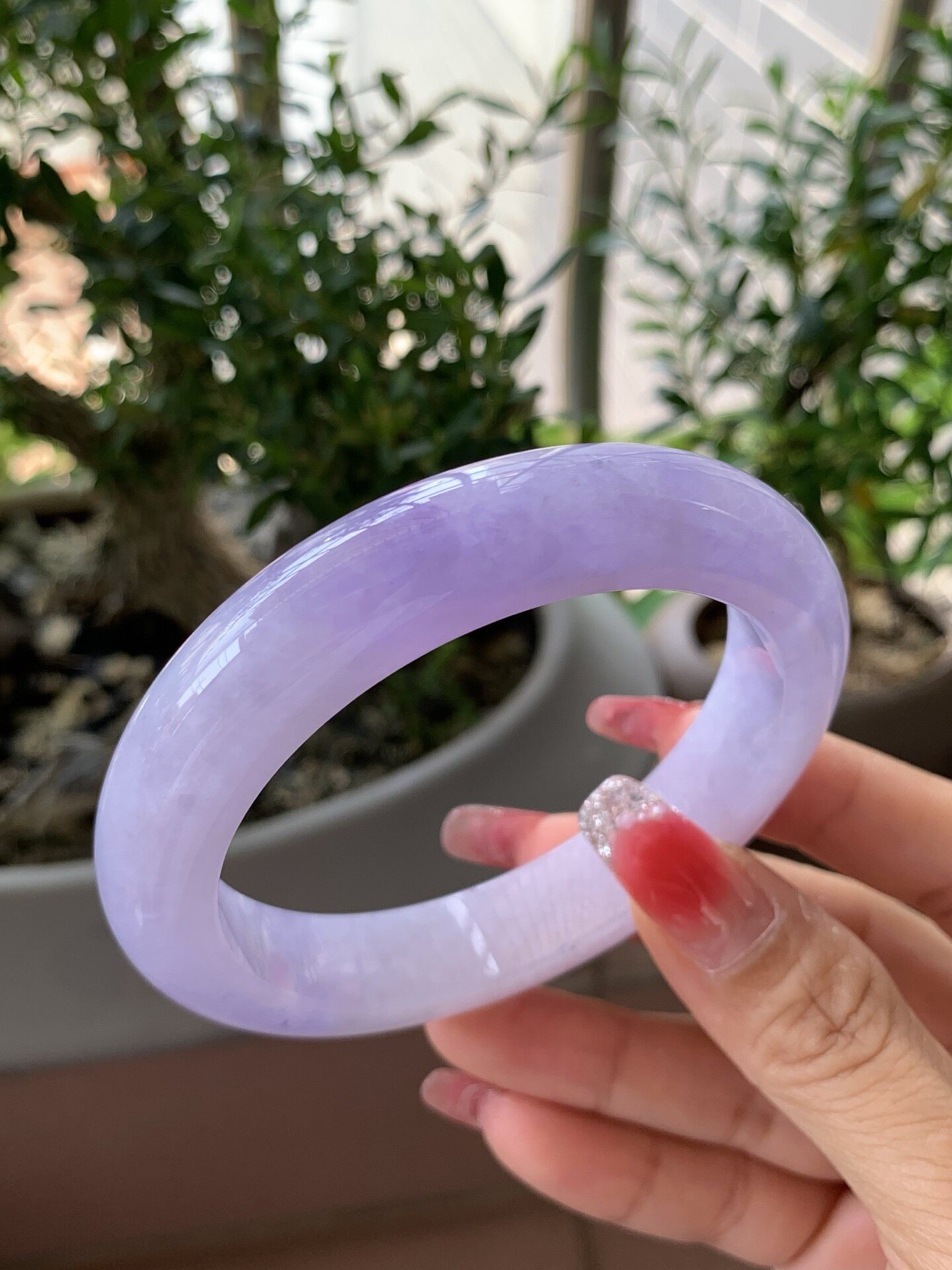 【小陈翡翠】缅甸天然翡翠A货紫罗兰60-61大圈口正圈翡翠手镯