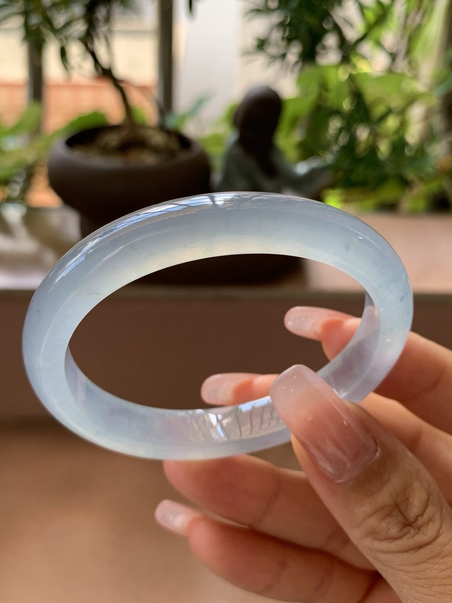 【小陈翡翠】缅甸天然翡翠A货冰蓝紫飘浅花色53-54贵妃翡翠手镯