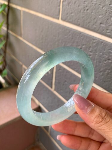 【小陈翡翠】缅甸天然翡翠A货冰种晴底54-55正圈翡翠手镯