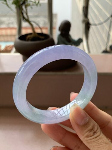 【小陈翡翠】缅甸天然翡翠A货新品冰紫罗兰54正圈翡翠手镯