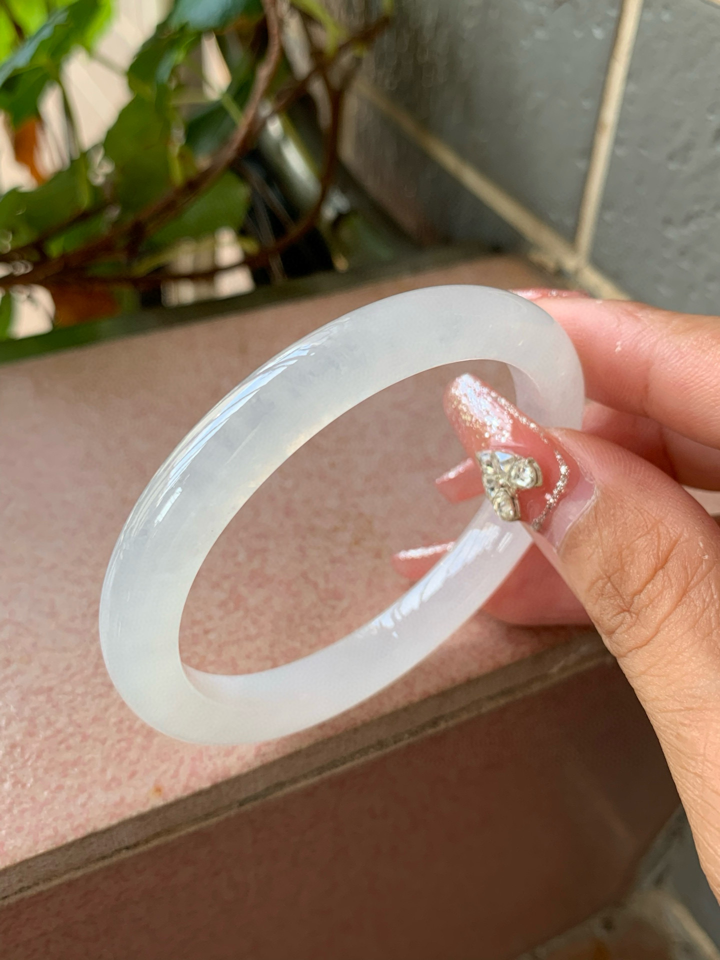 【小陈翡翠】缅甸天然翡翠a货冰白月光52贵妃翡翠手镯