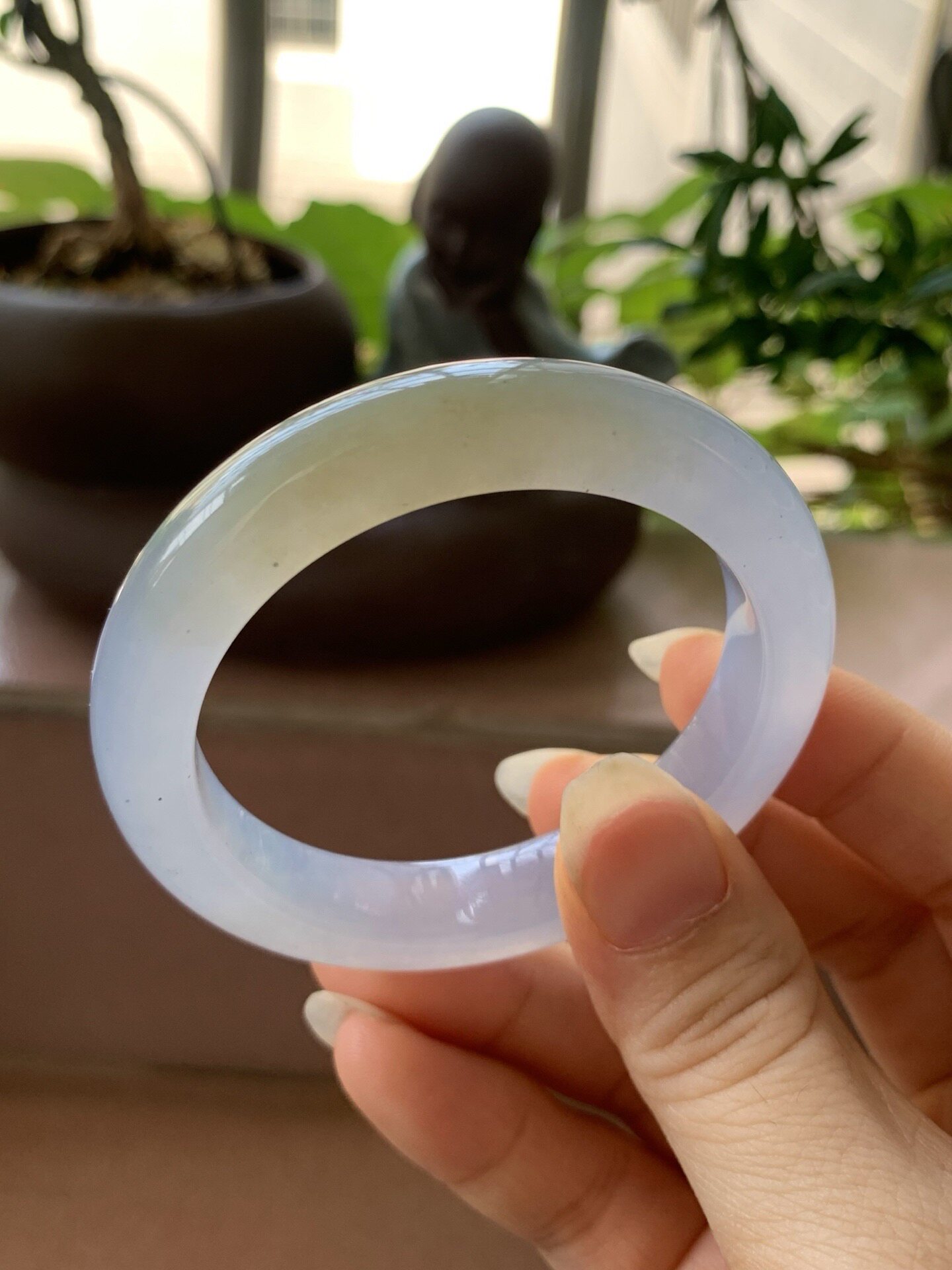 【小陈翡翠】缅甸天然翡翠A货冰紫飘黄翡49-50小圈口正圈翡翠手镯