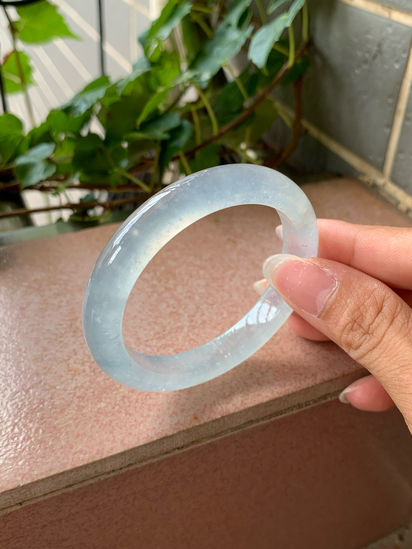 【小陈翡翠】缅甸天然翡翠a货新品冰种蓝紫色49-50小圈口正圈手镯