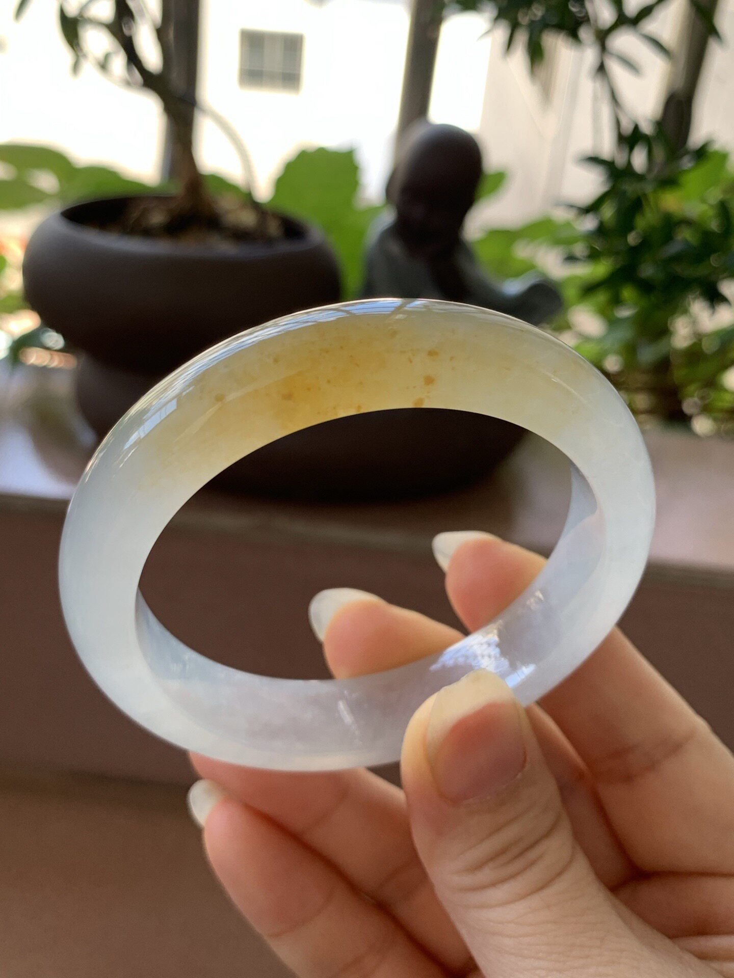 【小陈翡翠】缅甸天然翡翠A货冰飘黄翡54正圈翡翠手镯
