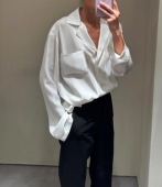 pepamack同款 西装 法式 衬衫 领慵懒上衣 松弛感缎面长袖 26早春新