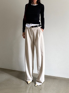 25春新pepamack同款 松弛感垂坠拖地西裤 时髦B备阔腿直筒休闲裤