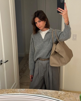 羊毛毛衣老钱风V领长袖毛衣宽松