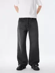 Rod Jeans Blues Declaration 1981m Style Washed Black-Gray Jeans Solid Color Simple Basic Workwear