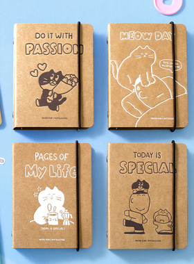 NOTE FOR×MATSUGODA韩国插画师猫咪M5牛皮纸活页手帐本口袋记事