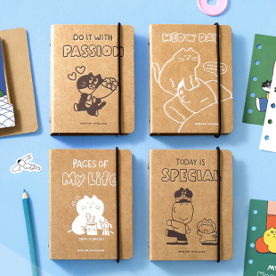 NOTE FOR×MATSUGODA韩国插画师猫咪M5牛皮纸活页手帐本口袋记事