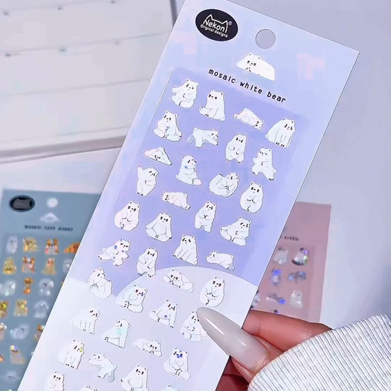 NEKONI马赛克可爱卡通熊猫手机镜头贴纸猫咪日记手帐PVC装饰