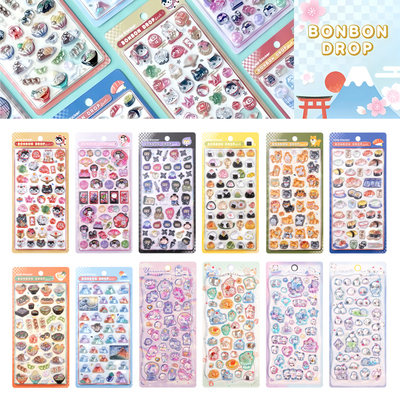 日系3D浮雕贴纸卡通立体水晶胶滴