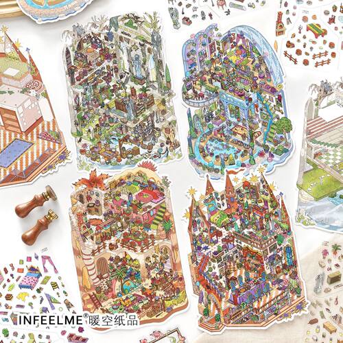 Infeel.Me暖空正品我的小屋第三十弹2.5D造景贴纸城堡室内解压diy