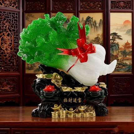 招财进宝玉白菜客厅家居桌面树脂摆件玄关装饰公司开业商务送礼品