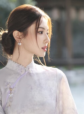 彼岸【紫萱】浅紫色旗袍2026新中式年轻款新娘领证敬酒礼服小个子