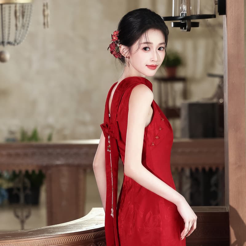 国风中式红色旗袍女2026款新娘高级感结婚敬酒订婚晚礼服日常可穿