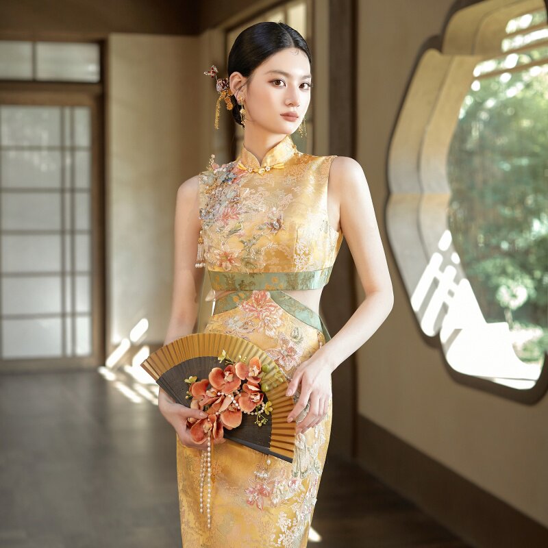 彼岸【蝶影】2026新款改良中式秀禾服旗袍新娘订婚敬酒晚礼服裙女