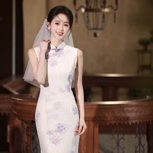 彼岸东方中式掐腰旗袍女2026款巨好看新娘订婚敬酒礼服裙日常可穿