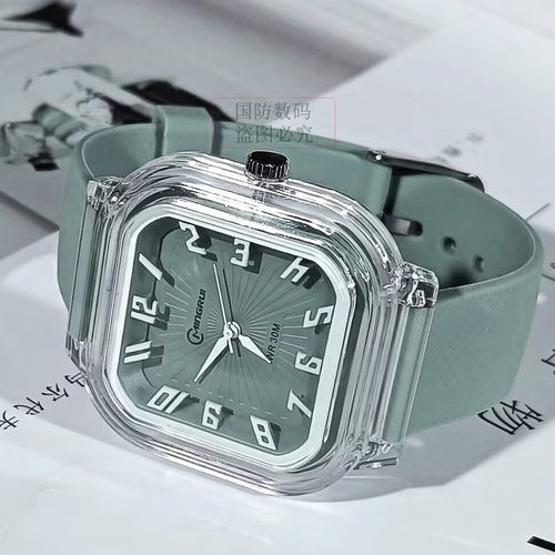 2025新款果冻电子表女款高颜值方形ins风手表学生初高中女防水