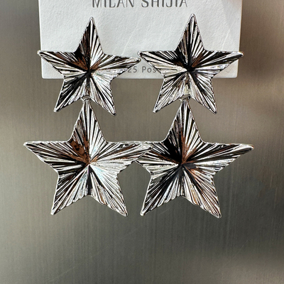 五角星耳坠耳环银针铜合金时尚金色简约