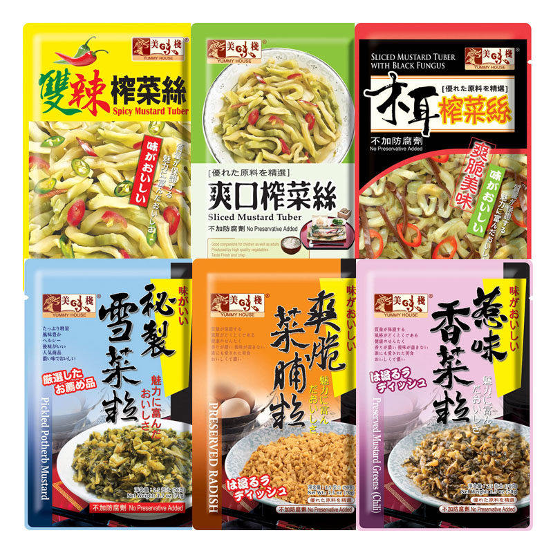 美味栈爽口榨菜丝双辣木耳榨菜秘制雪菜香菜粒爽脆菜脯粒70克*3包
