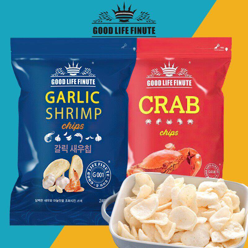 韩国进口garlic趣莱福蒜味蟹味鲜虾片办公室休闲小吃网红膨化零食