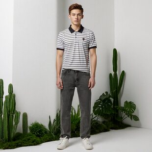 包邮 W30W31断码 K886 休闲牛仔长裤 处理水洗旧感灰色合体剪裁男士