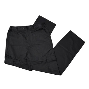 美式披萨客春夏涤棉工装多口袋松紧腰制式纯黑色直筒工作长裤K826