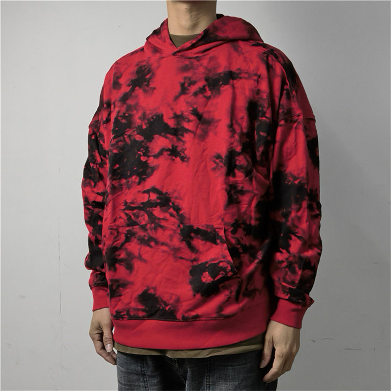 春款潮牌扎染嘻哈街头宽松连帽袋鼠兜套头卫衣男女中性Y808包邮