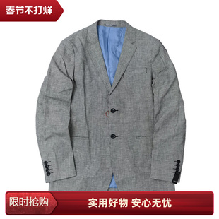 包邮 品牌下架修身 剪裁两粒扣春秋千鸟格纯棉休闲社交西服外套Y786