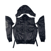 高街机能软面料宽松剪裁可拆卸三种穿法夹棉拉链夹克外套Y409 包邮