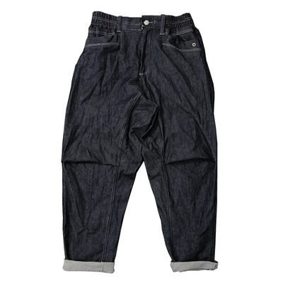 拉链长裤刺绣春夏蓝染棉弹牛仔裤