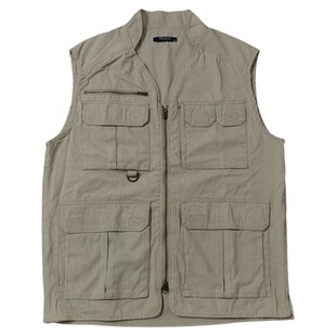 包邮 马甲Y462 男士 库存尾货水洗全棉多口袋户外摄影钓鱼拉链开衫