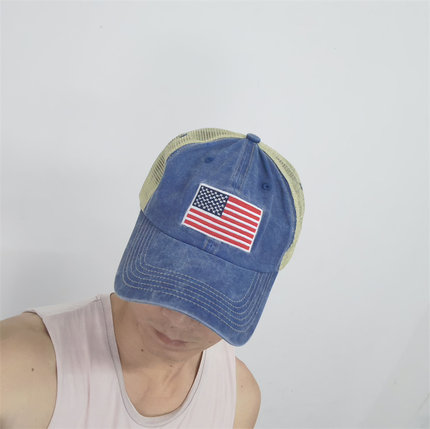 美利坚刺绣旗帜洗水复古旧感四季街头鸭舌遮阳帽男女中性M055包邮